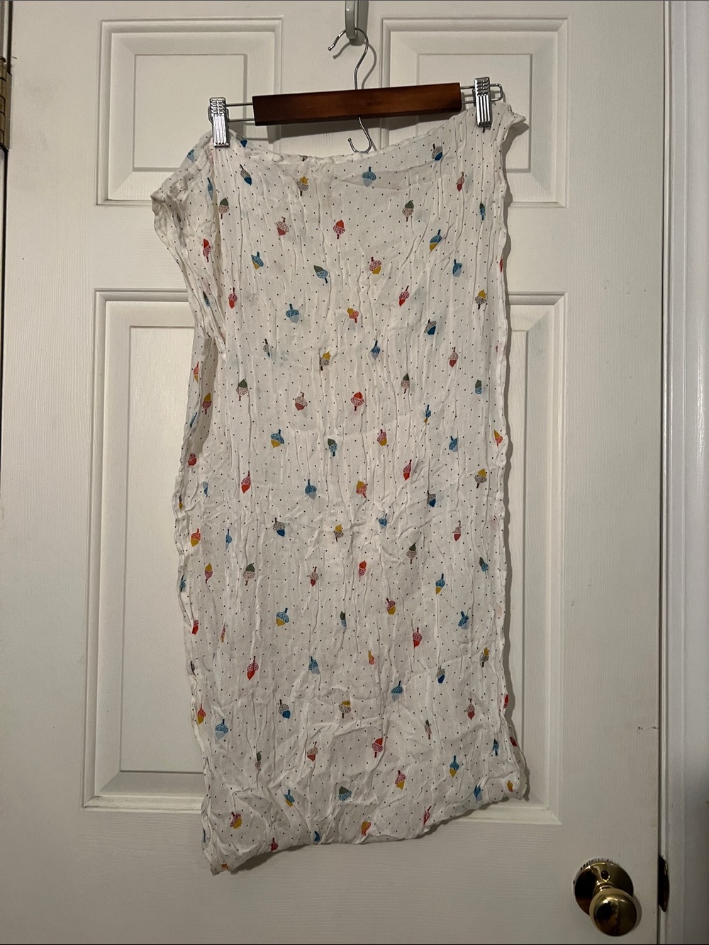 Talbots White Scarf with Multicolor Dot Floral Print